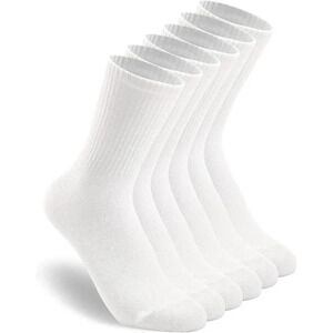 3-6 Pack Womens 3 Pairs  White Crew Casual Calf Lightweight Thin Socks Size 6-11